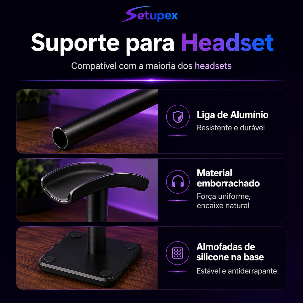 Suporte Premium para Headset em Alumínio Gamer