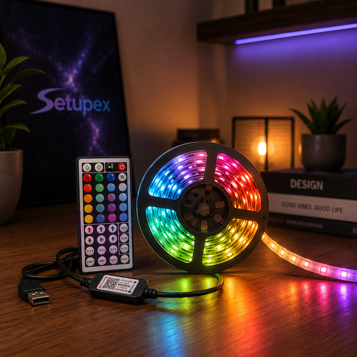 Fita LED RGB APP Control para Quarto Gamer