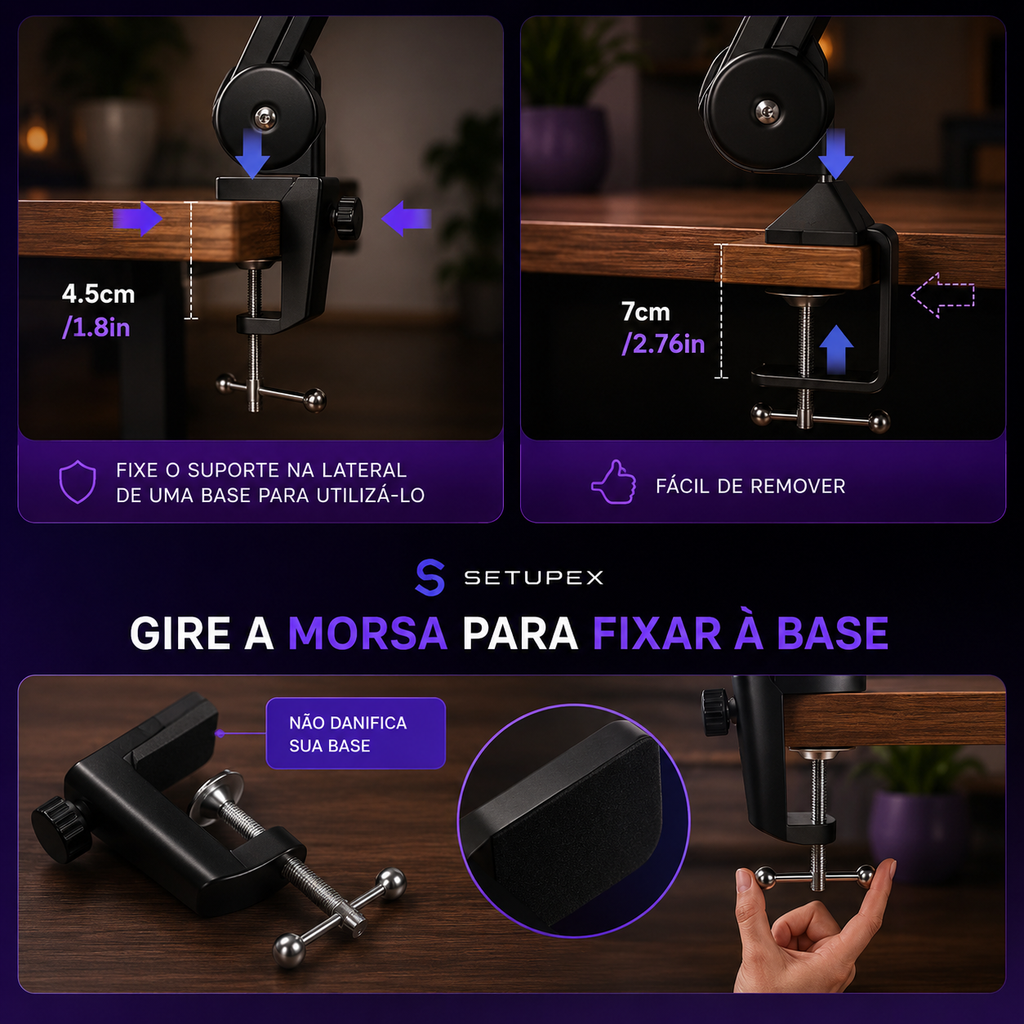 Suporte Articulado Profissional para Microfone Gamer e Podcast
