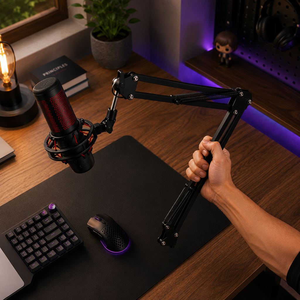 Suporte Articulado Profissional para Microfone Gamer e Podcast