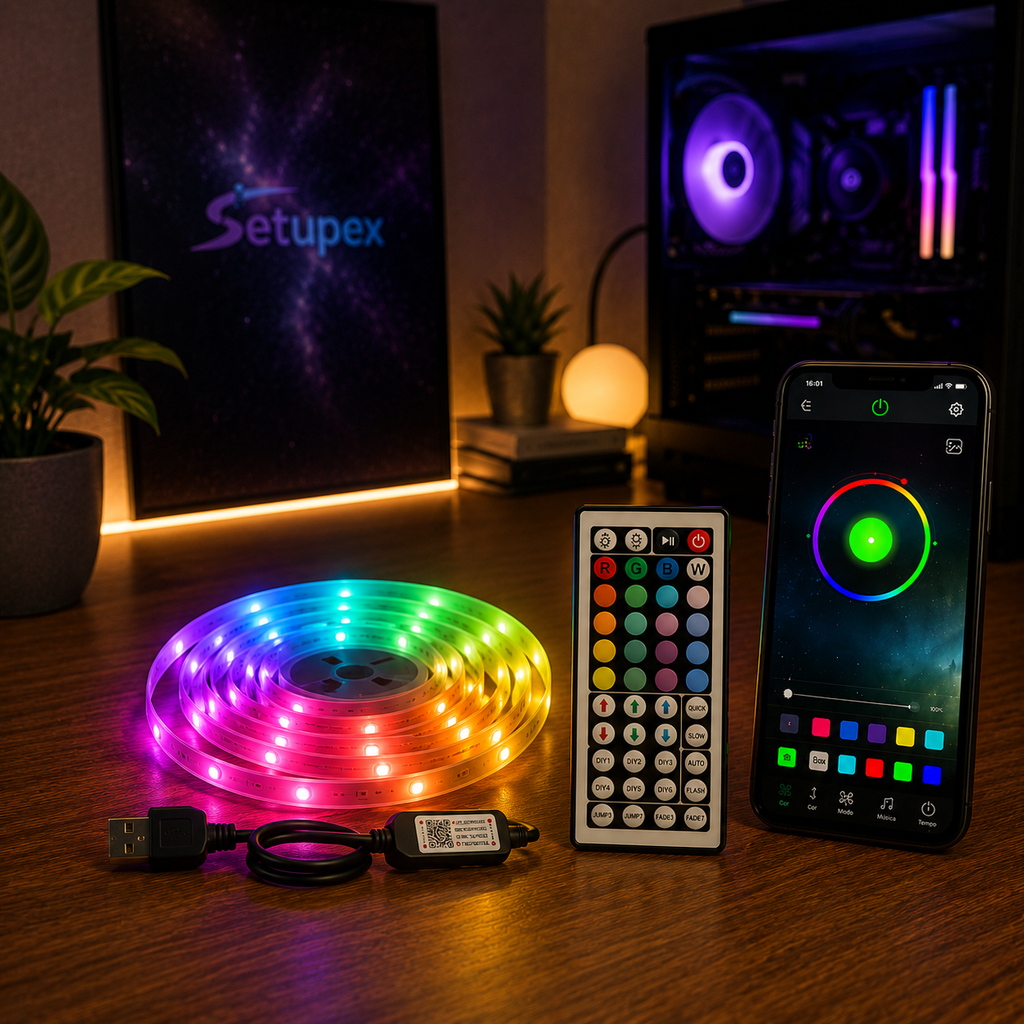 Fita LED RGB APP Control para Quarto Gamer